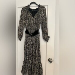 Zara Black and Gray Long Sleeve Dress